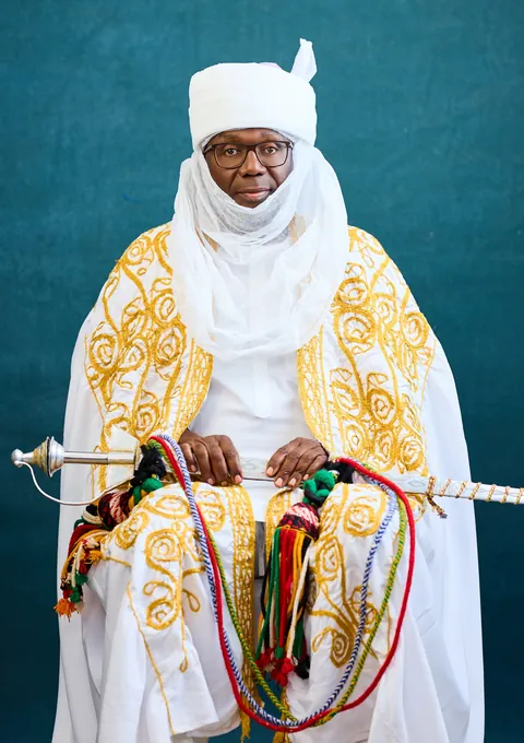 AbdulRahman AbdulRazaq in the regalia of the Sardauna of Ilorin