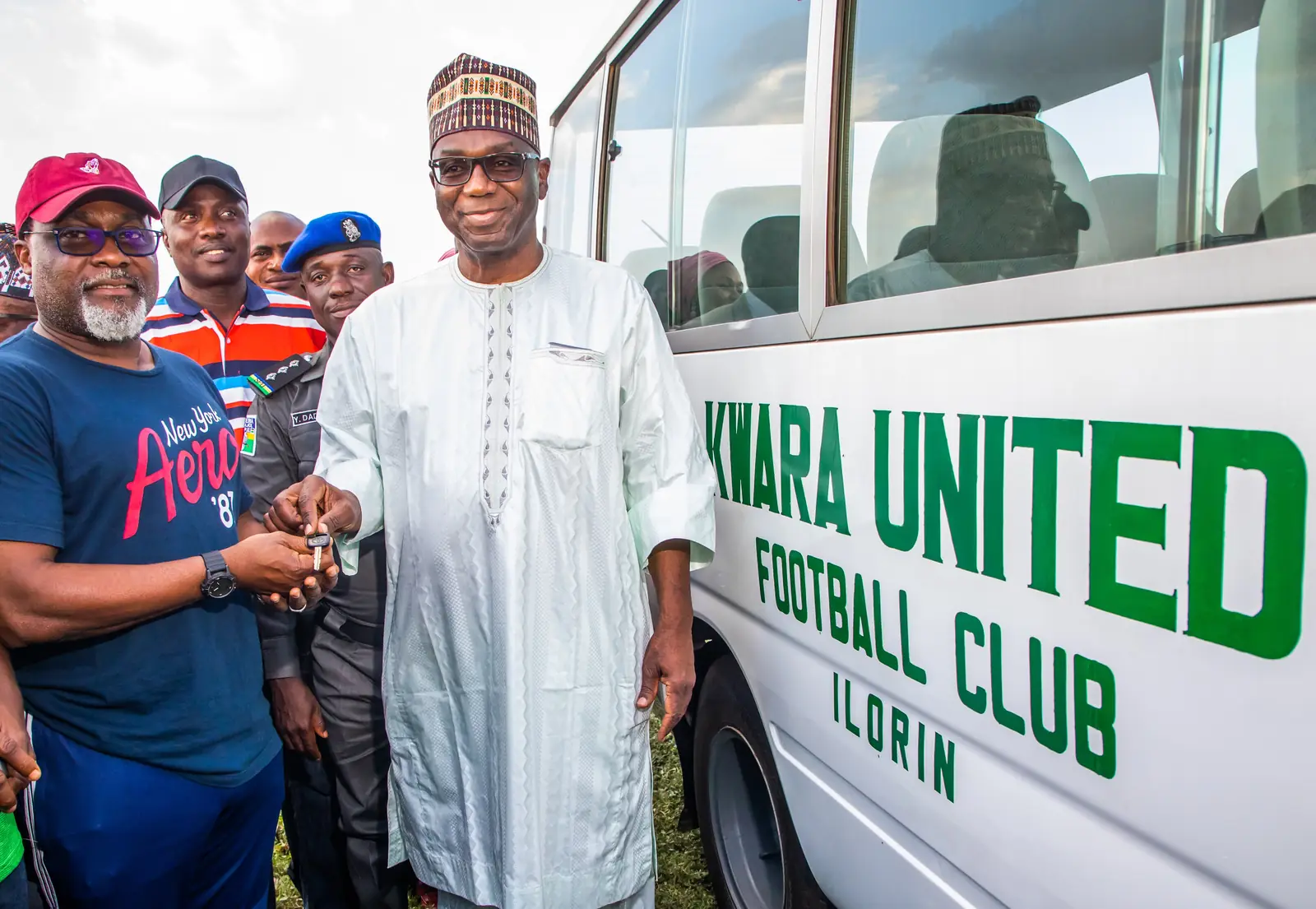 Vehicles presented to Government House, the civil service, the fire service and Kwara United
