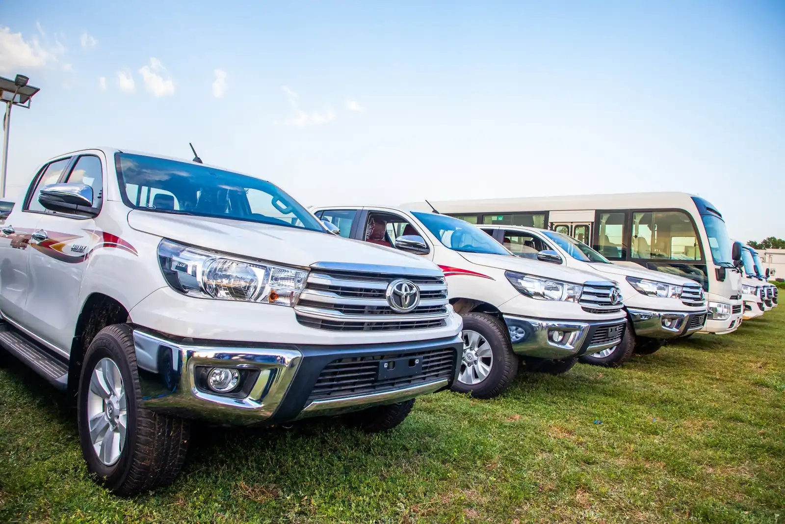 Vehicles presented to Government House, the civil service, the fire service and Kwara United